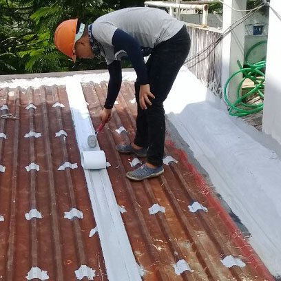 Waterproofing roof sheet effect